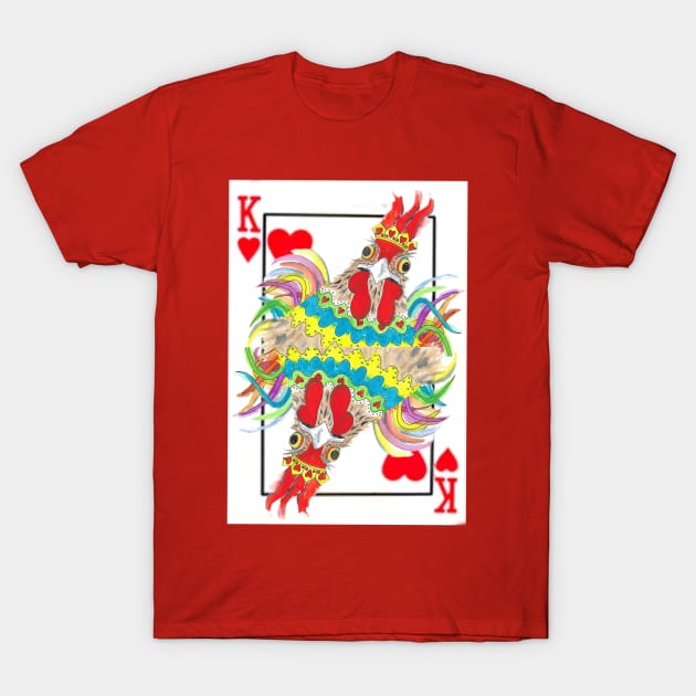 King Of Hearts Rooster playing card T-Shirt by Marjansart 